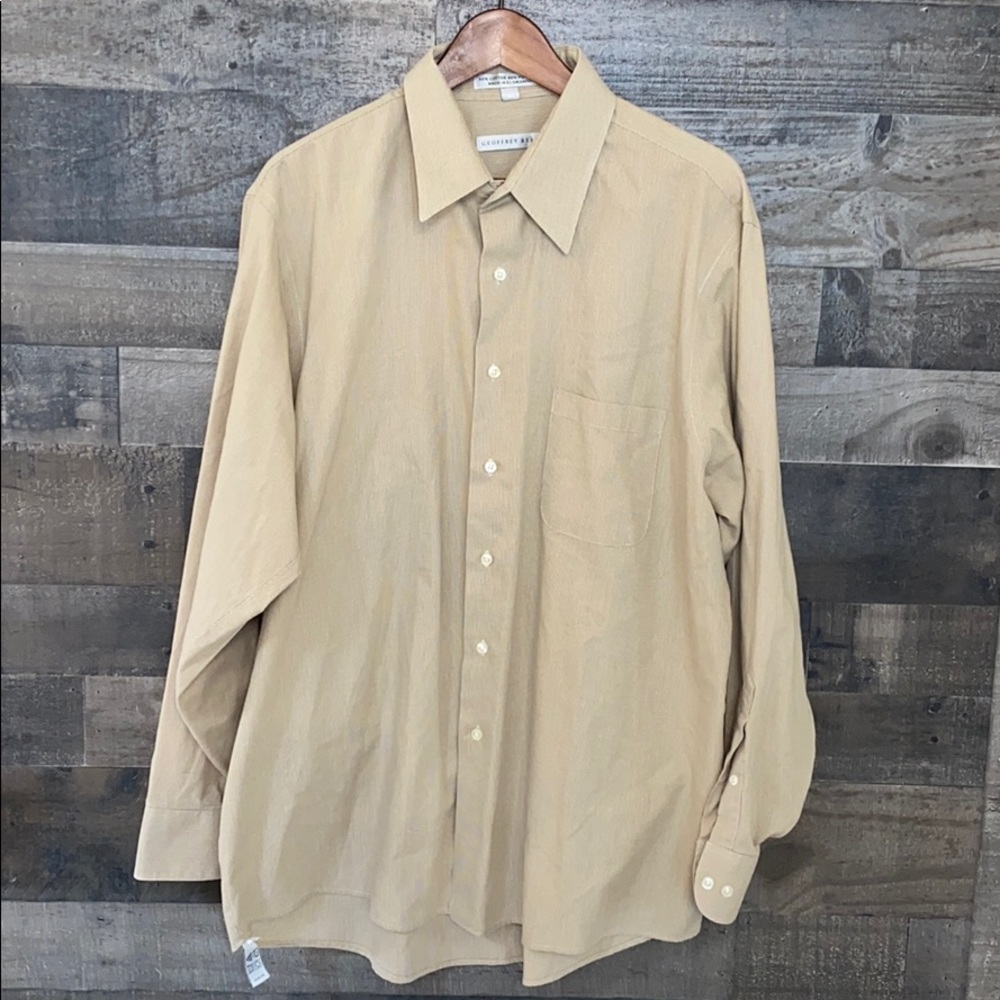 Tan Geoffrey Beene Button Down Long Sleeve Shirt